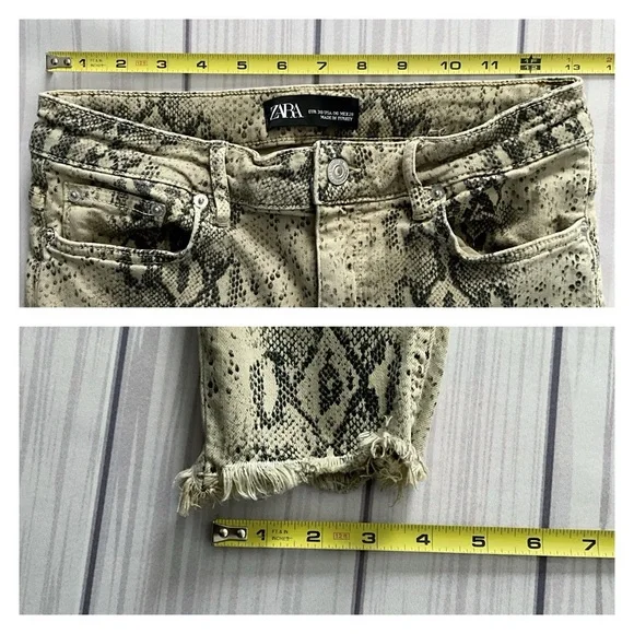ZARA Snakeskin Print Highrise Skinny Jeans, Size 6 - Picture 8 of 12